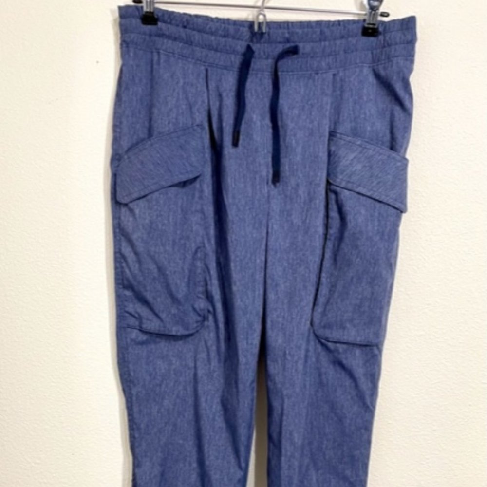 Lucy Activewear S NWOT Blue Nylon jogger front pockets generous fit travelwear